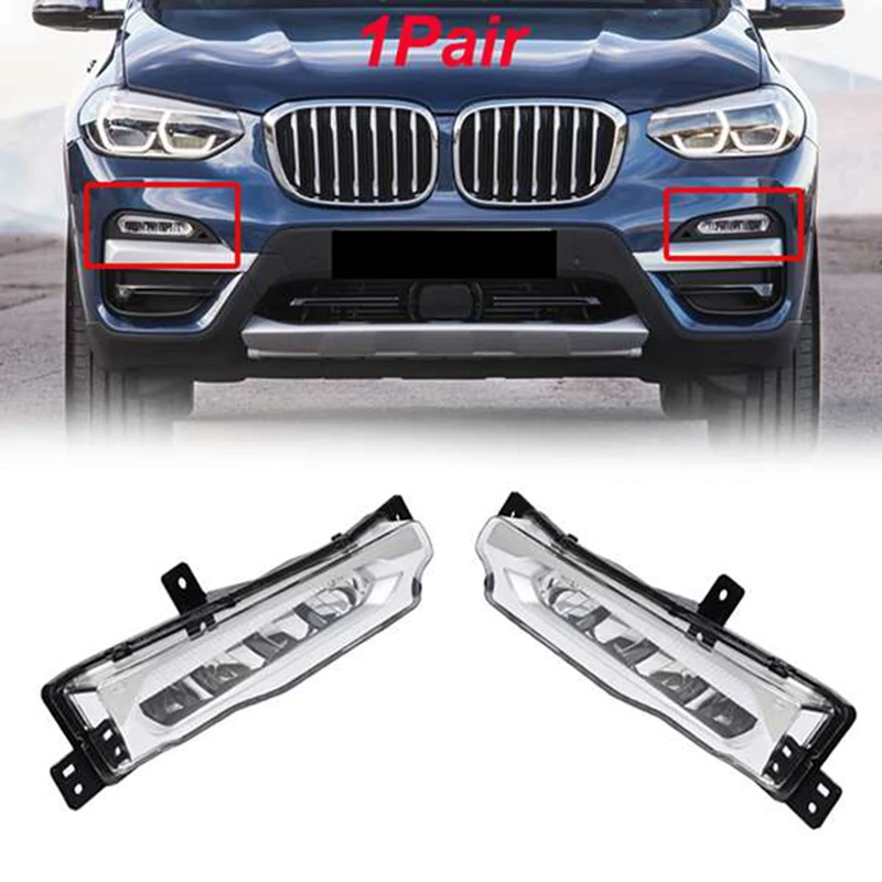 

1Pair Front LED DRL Fog Light For BMW X3 X4 G01 G02 2017-2019 Daytime Running Light Bumper Lamp