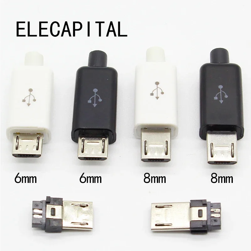 

Разъемы Micro USB 5PIN ELECAPITAL 10 шт белый черный