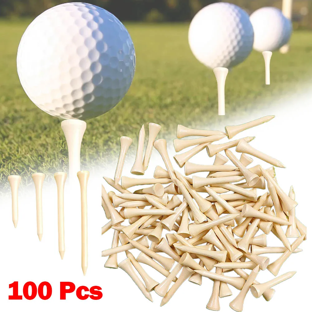 

100 Count Wooden Golf Tees 4 Sizes 42/54/70/83mm Bamboo Tee Golf Balls Holder Available Stronger Than Wood Tees Natural Color