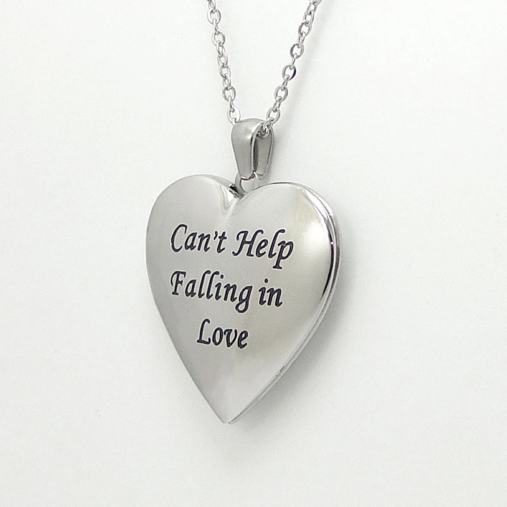 

Stainless Steel Heart-Shaped Necklace Elvis Openable Pendant Photo Locket Collar Jewelry Accessory Gift Women Children