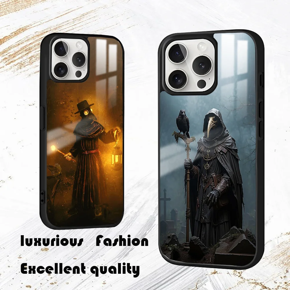 P-Plague DoctoR mask Phone Case For iPhone 16 15 14 13 12 11 Pro Max Plus Mini PC Fashion High Quality mirror phone case