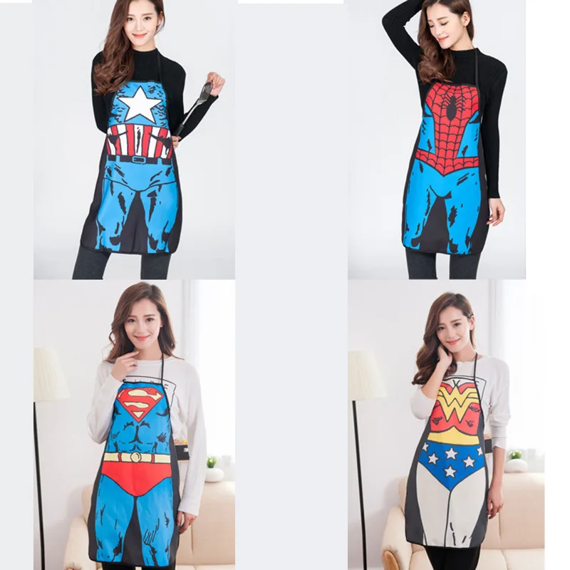 

Creative Hero Apron Bikini Muscle Man Waist Sexy Lace Personality Funny Cartoon Couple Party Baking Bib House Cleaning Tools