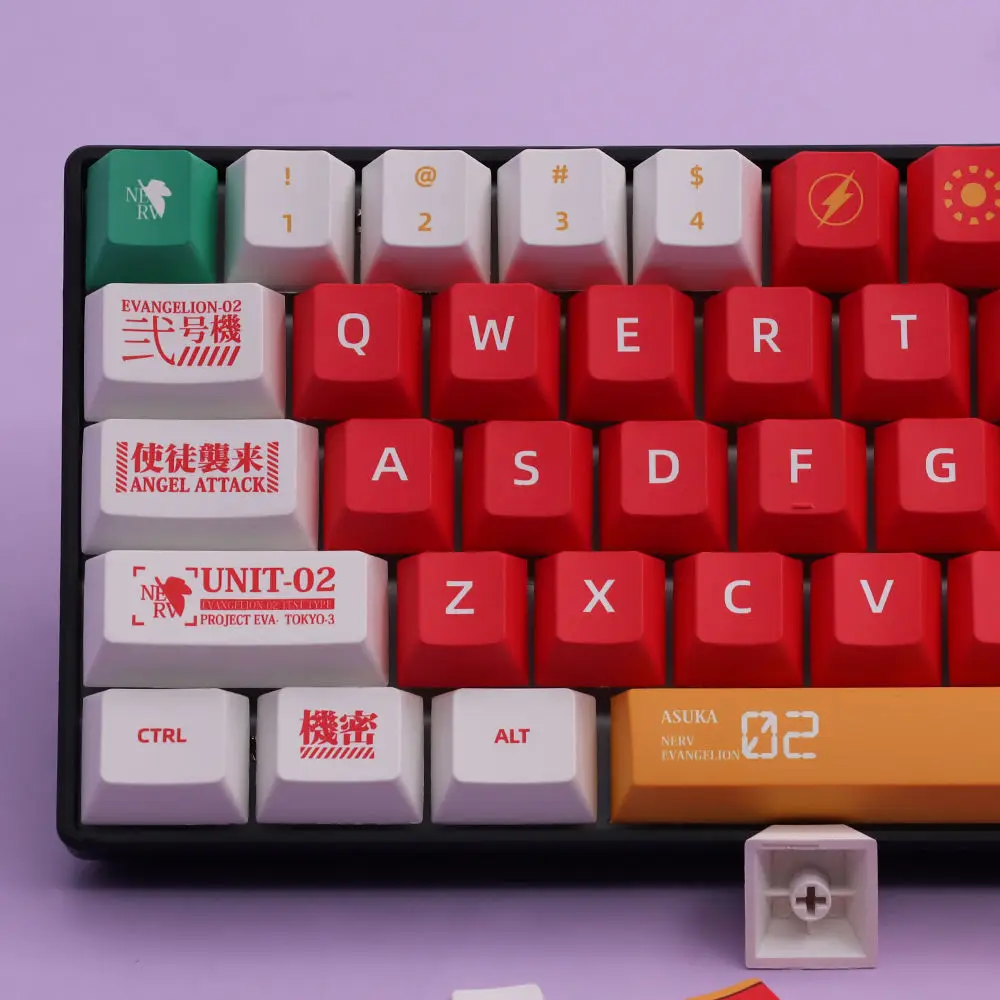 

151 клавиши Cherry Profile Red EVA-02 PBT, колпачки для клавиш DYE-SUB, английский/русский/японский/корейский для механической клавиатуры Gateron MX Switch
