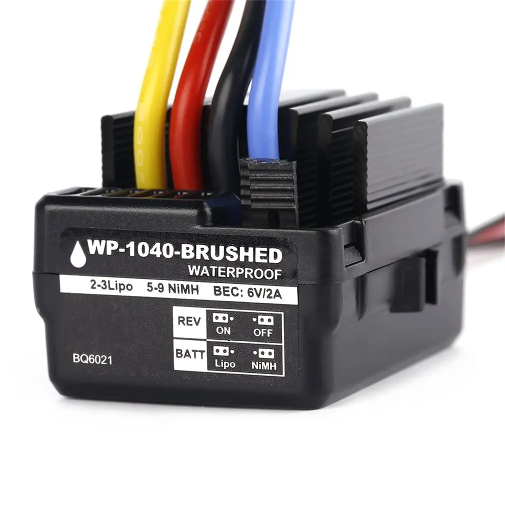 

Dust-proof WP-1040-brushed 2-3Lipo 5-9 NiMH BEC 6V/2A 60A BQ6021 Brushed ESC Controller For Hobbywing Quicrun For RC Car