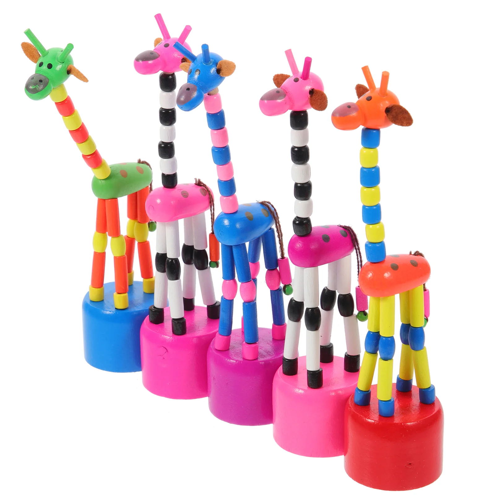 5 Pcs Giraffe Figurine Toy Baby Toys Squirrel Kids for Wooden Push Up Puzzle Puppets
