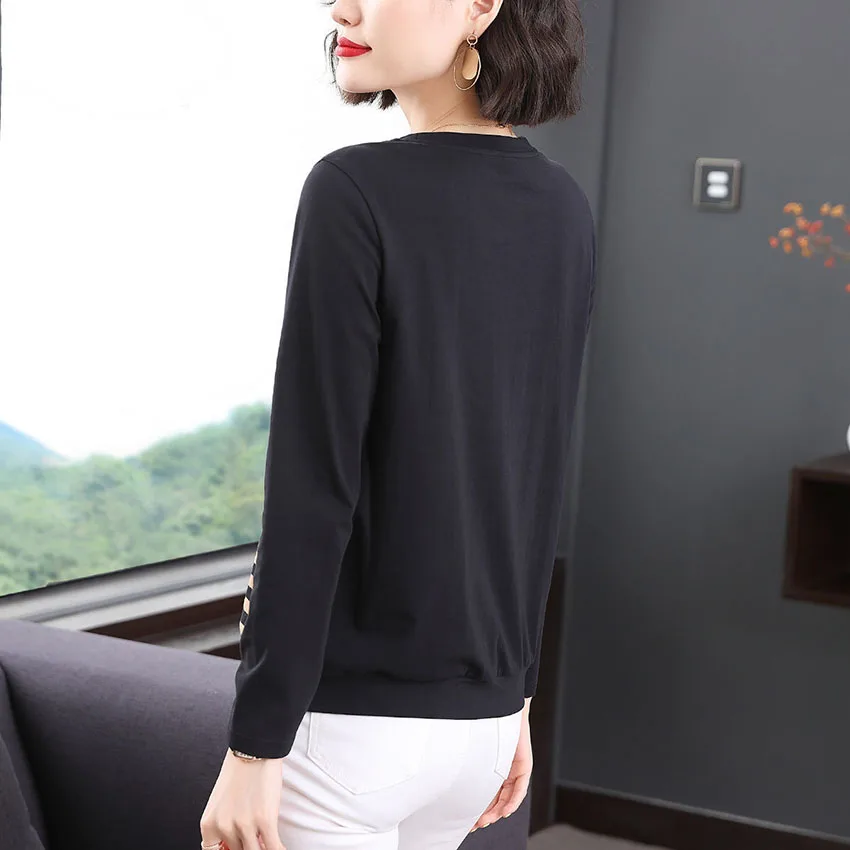 

2023 New O Neck T Shirt Woman Autumn Long Sleeve Shirt Korean Style Woman T-shirt Loose Women Shirts