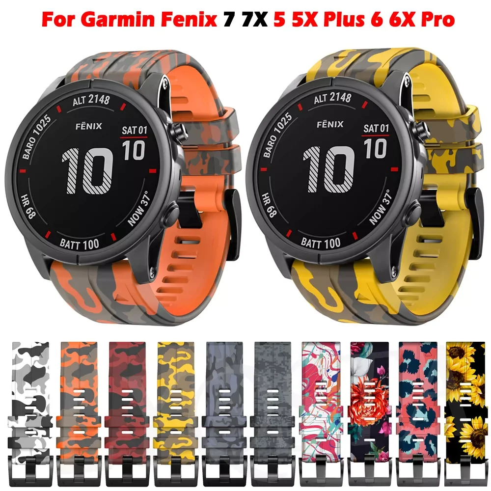 

NEW 22 26mm Camouflage Quick Release Watchband Straps for Garmin 7 7X 5 5X 5 Plus 6 6X Pro 3HR 955 EPIX Tactix 7 Pro Wirstband