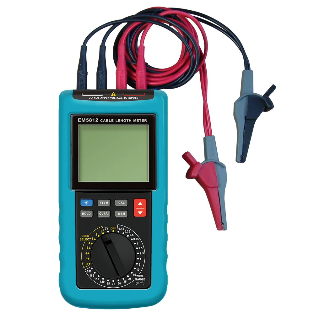 

Allosun EM5812 Cable Length Meter Digital Cable Resistance Tester 30KM/100000ft Wire Cable Length Tester Meter