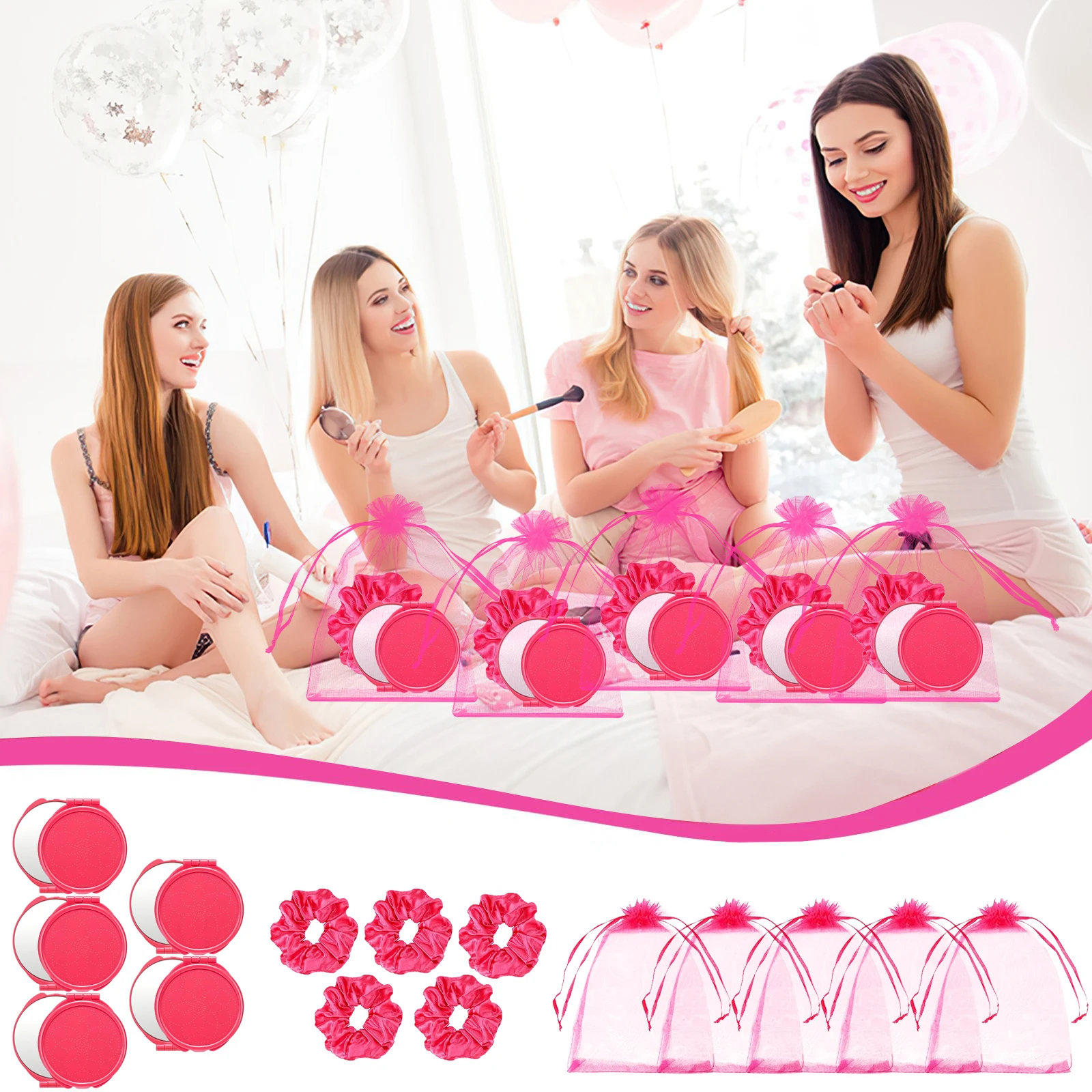 15 шт./набор женские розовые зеркальные сумки из органзы