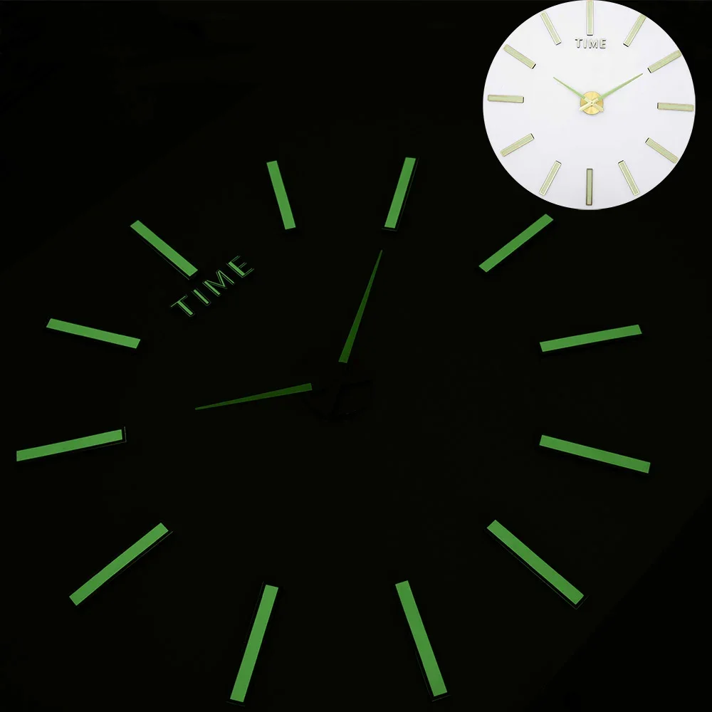 Новые светящиеся настенные часы большие Horloge 3D DIY акриловые зеркальные наклейки