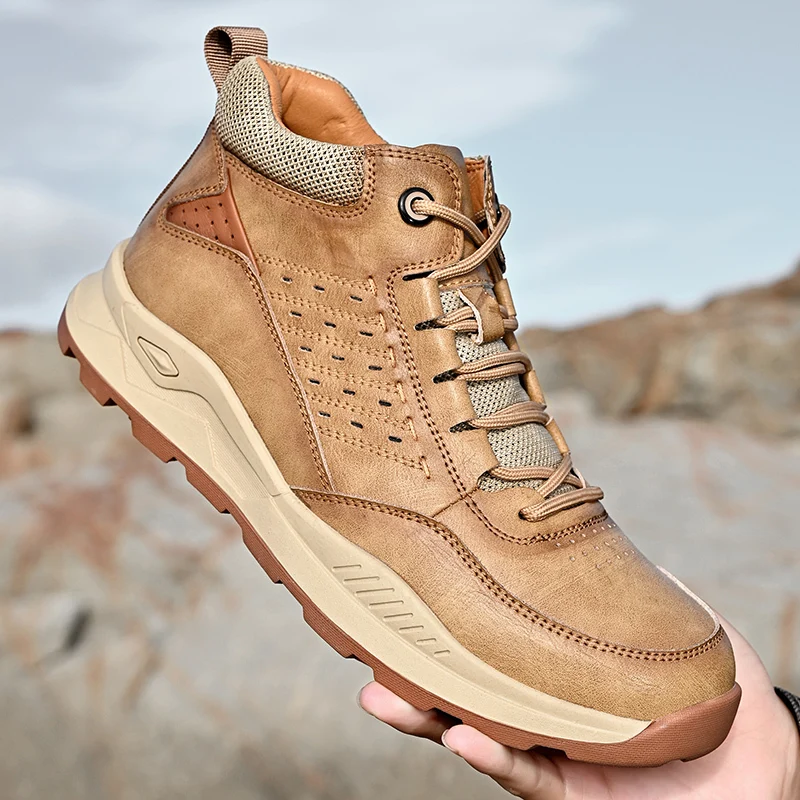 Xiaomi Men Genuine Leather Hiking Shoes Lace Up Trend Comfortable Sneakers Outdoor British Fashion Walking Shoes Moccasins Shoes