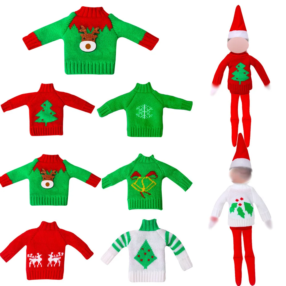 Doll Clothing Fall Winter Fashion Accessories Sweater White Red Green Christmas Style Clothes Fits 11.5 Inch Christmas Doll