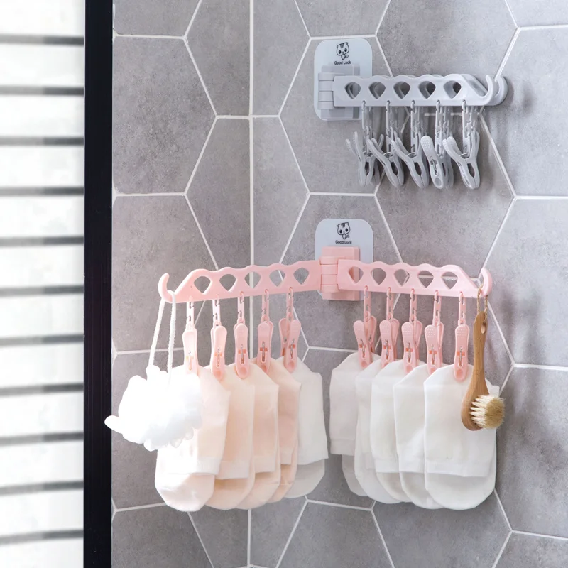 

Multifunctional Clothes Hanger Sock Clip Household Plastic Socks Rack Children's Windproof Underwear Hanger Clothes Hanger