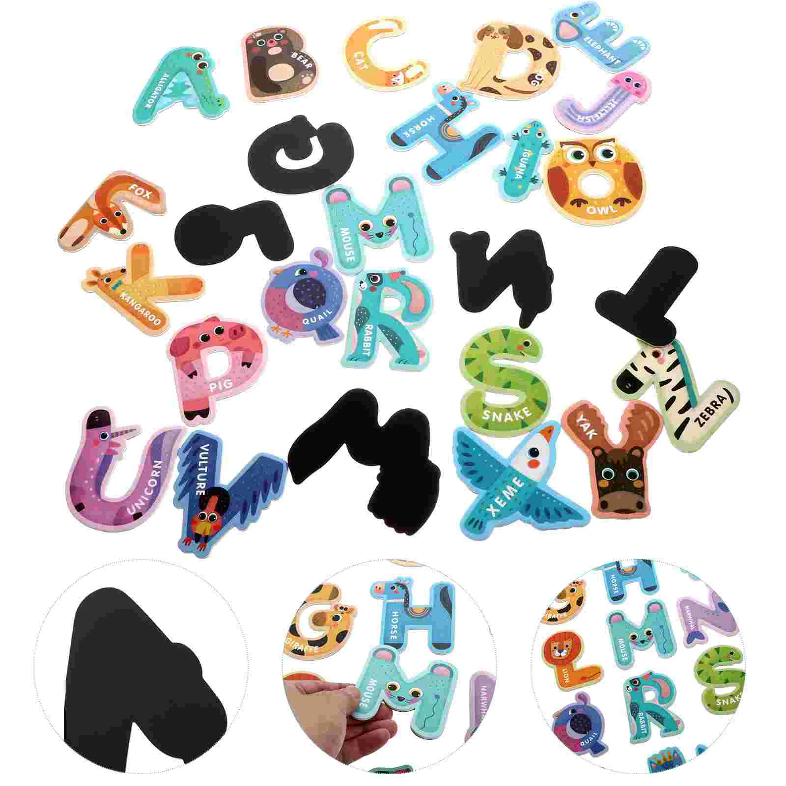 

1 Set Magnetic Animals Alphabets Stickers Durable Animals Cognition Magnets for Home Nursery