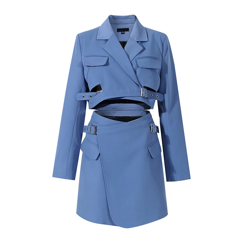 

2022 Spring Autumn New Trendy Design Sense Slim Suit Jacket High Waist Skirt Short Skirt One-piece Dress Suit