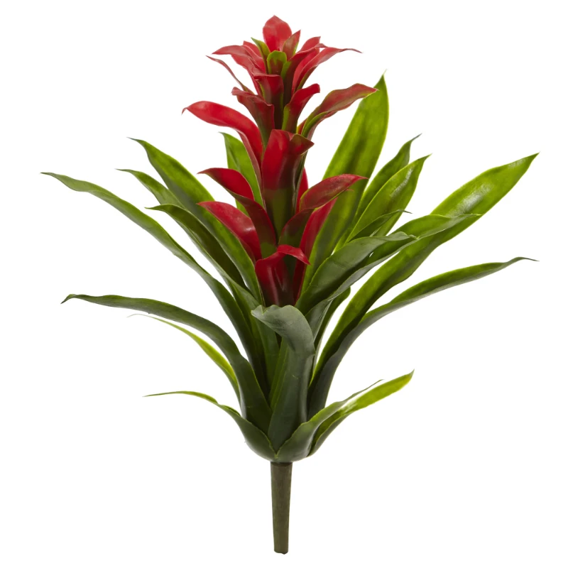 

15" Bromeliad Artificial Flower (Set of 4), Red