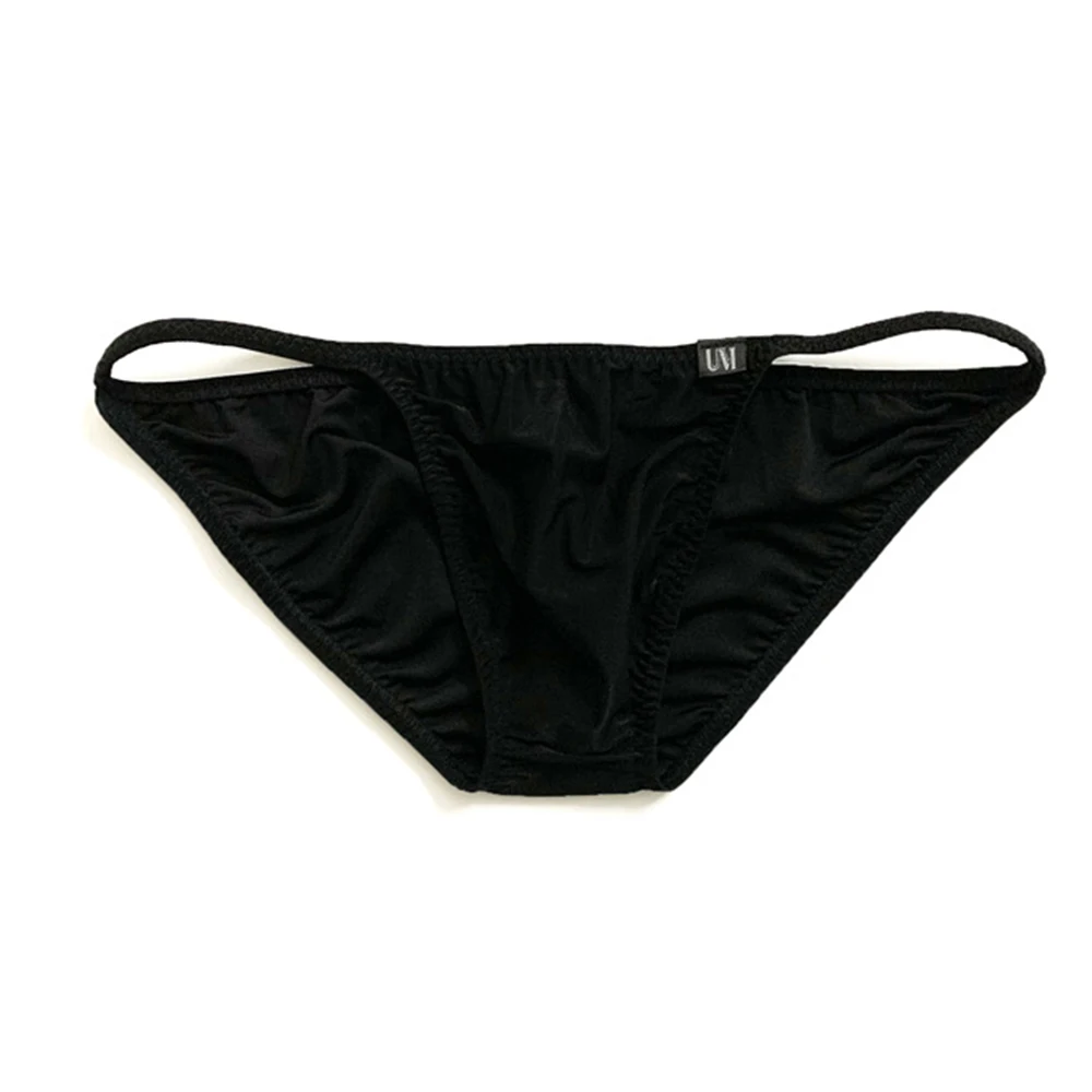 

Brand Men Translucent Thong Sexy Underwear Low Waist Pouch Briefs Soft Silky Underpants Comfortable Lingerie Fashion Shorts