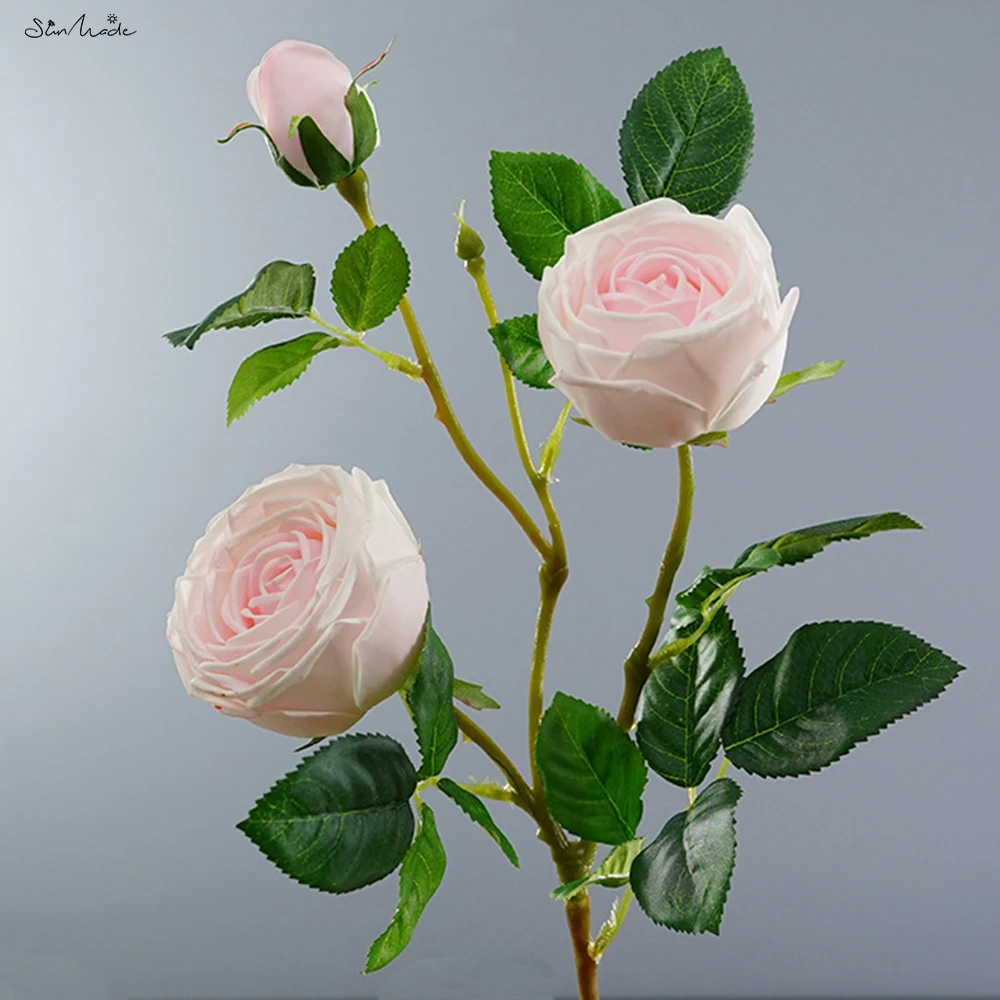 

SunMade шелковые искусственные розы белые 3 штуки