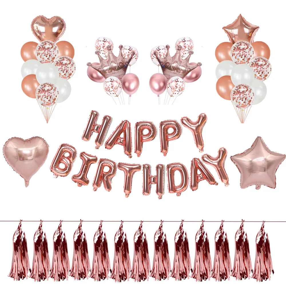 

Rose Gold Birthday Party Balloon Number 16 18 30 Balloon Combination Happy Birthday Decoration Anniversary Party Decoration