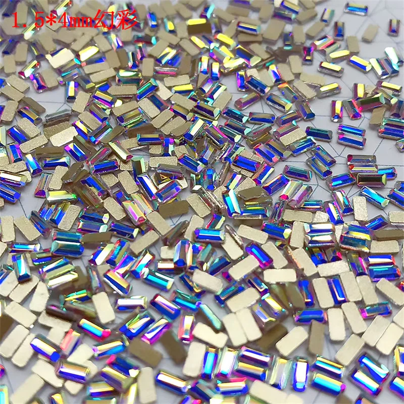 

10pcs Nail Art Flat Back Small Strip Crystal Rhinestone 1.5mm 2.5mm Dazzling Diamonds Strass Manicure Tip 3D Decoration Supplies