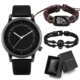 Minimalist Business Men's Watch Set with Box Leather Quartz Watches for Man Classic Black Skull Cool Bracelets Best Gift to Dad Other Image