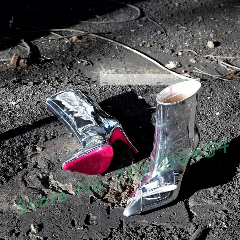 

Ботильоны женские с бантом, зеркальные, серебристые, розовые, модная офисная обувь на каблуке, с боковой молнией