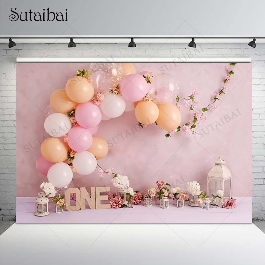 

Birthday Party Decoration Backdrop Macaron Balloons Flowers Background Newborn Baby Showers Photographic Celebrate Booth Props