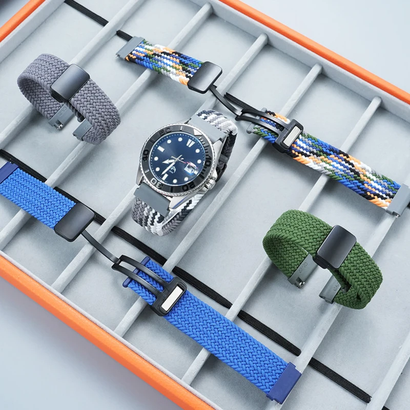 Фото Эластичный нейлоновый ремешок для часов, совместимый с Casio Swordfish MTP-1374/1375 EFR-303L/303D/304 EQB-501 EFS-S500, с магнитной застежкой. №3