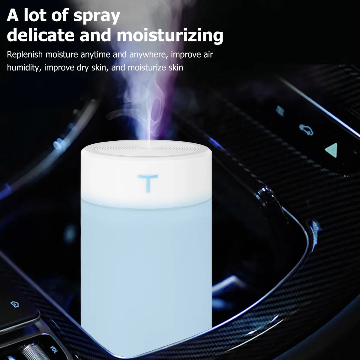 

360ML Car USB Humidifier Large Capacity Portable Air Purifier DC5V/1A Aroma Diffuser Atomizer with Colorful Light for Car Home