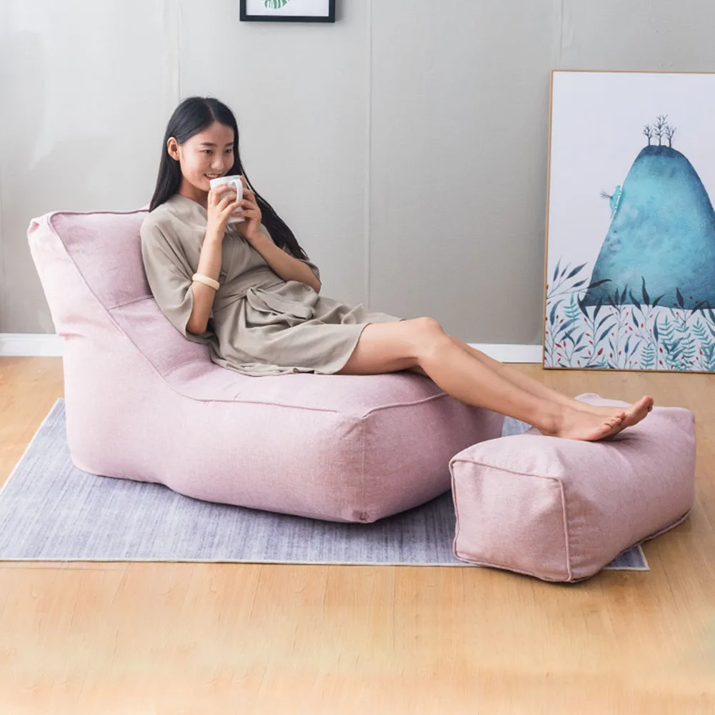 

Lazy Sofa Cover Lounger Seat Living Room Home Protective Pedal Slipcover All Seasons Pouf Soft Washable Bean Bag Solid Bedroom