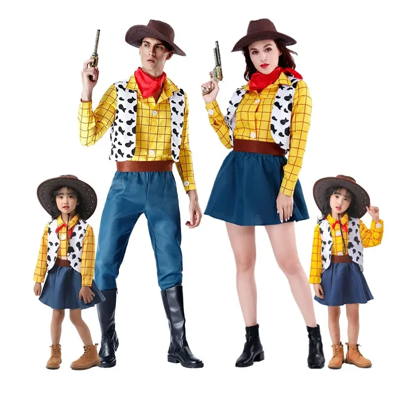 

Halloween Carnival Party Toy Cosplay Story Woody Costume Stage Performance Cowboy Fancy Dress for Women Men Adult