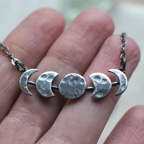 Ретро простой серебряный цвет всего лунного затмения луны круглый знательный колье-колье ожерелье для женщин мужчин индивидуальные модные ювелирные изделия подарок