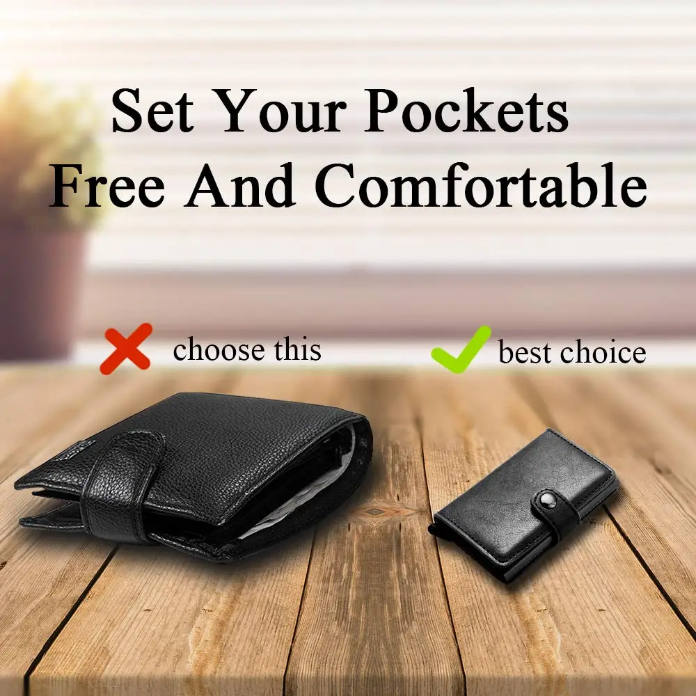 SEMORID RFID-блокирующий Держатель Для Карт Тонкий Кожаный Кошелек Всплывающий Дизайн