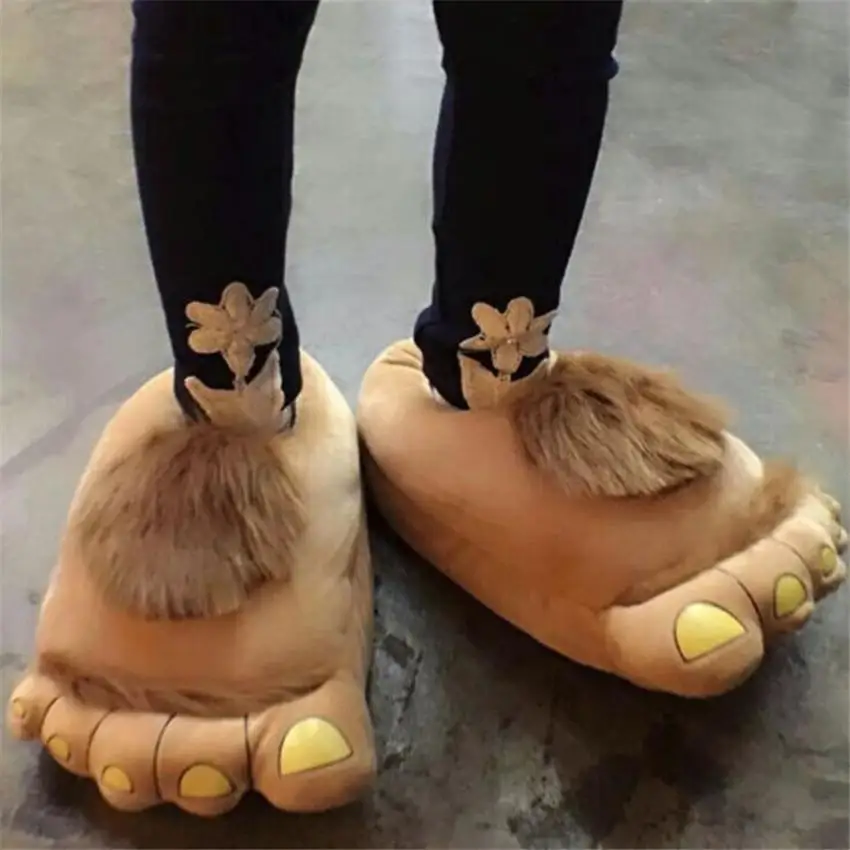 

Big Feet Fur Slippers Stunning Pets Men Home Shoes Fuzzy Slippers Men's Winter Warm Shoes Man Furry Slippers Male Big Size 45 46