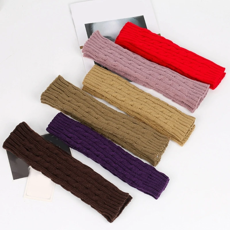 

Вязаные теплые перчатки с вырезом для большого пальца эластичные перчатки женские удлиненные перчатки с открытыми пальцами