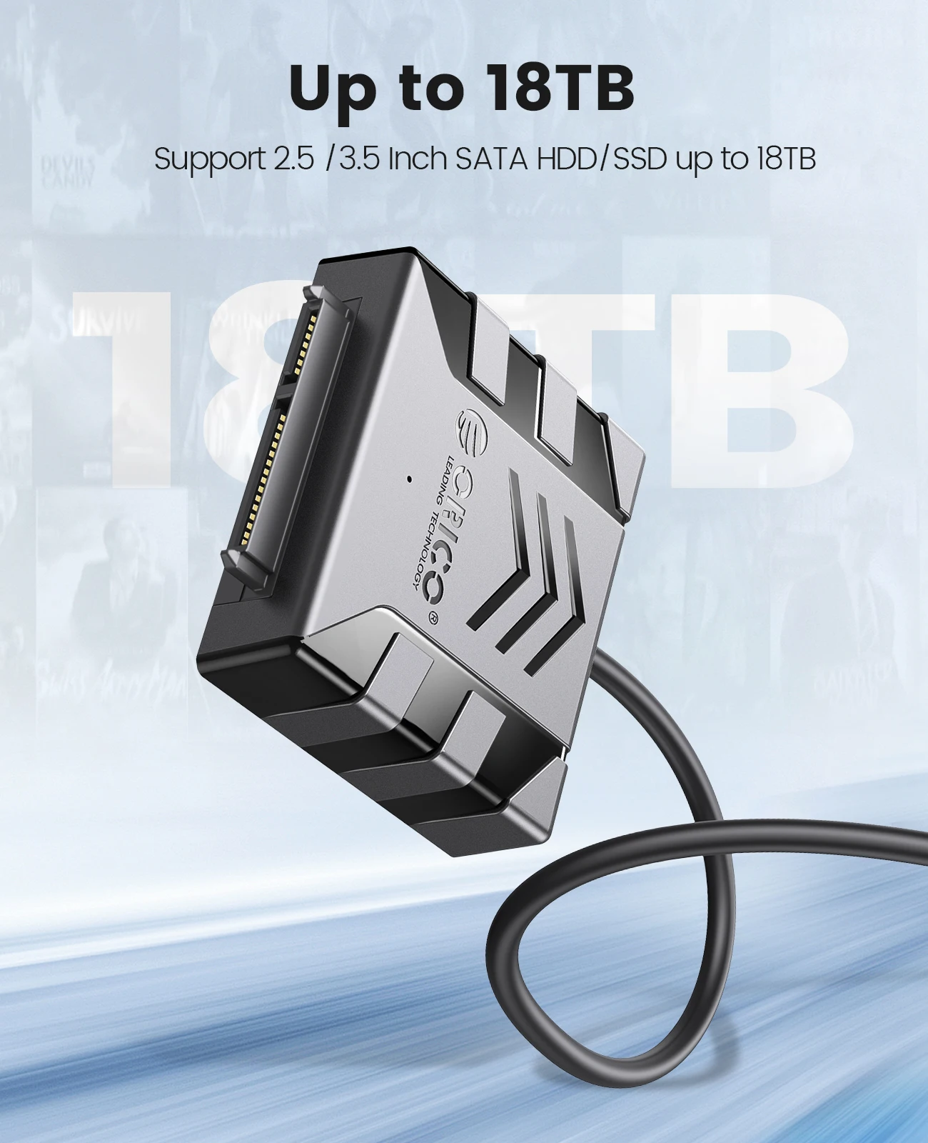 Фото ORICO SATA конвертер USB 3,0 к SATA кабель 5 Гбит/с SATA адаптер для 2,5/3,5 ''HDD/SSD Внешний жесткий диск №3