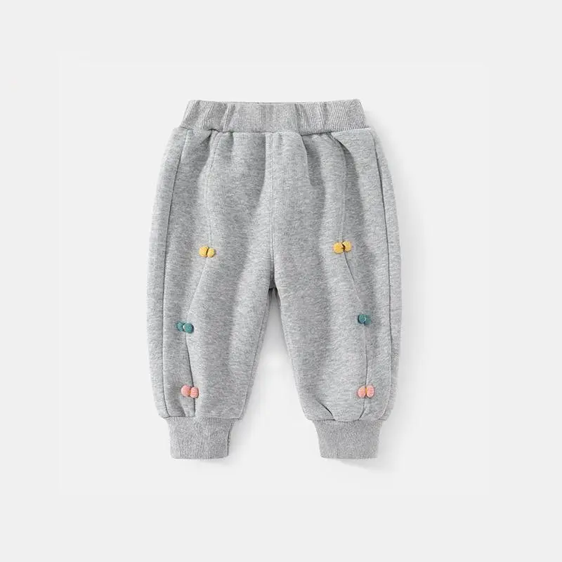 

New Pants for Kids Autumn Trousers Enfant Garcon Kids Fashion Fleece Double Button Black Pants Baby Girls Boys Pants 12M-7T