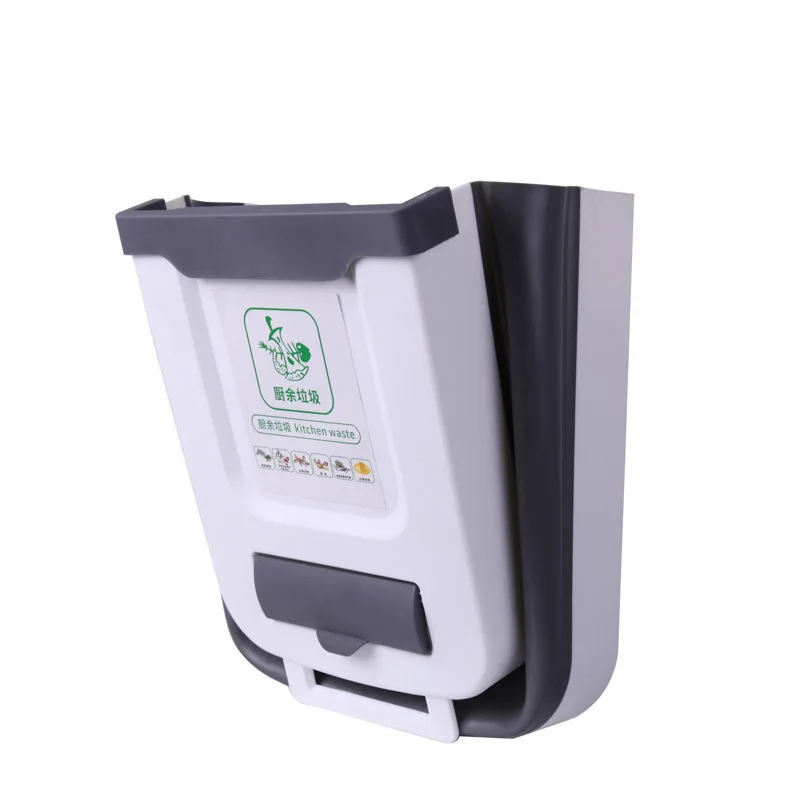 kitchen folding garbage can household cabinet wall hanging garbage can multifunctional thickened hanging vehicle garbage can free global shipping