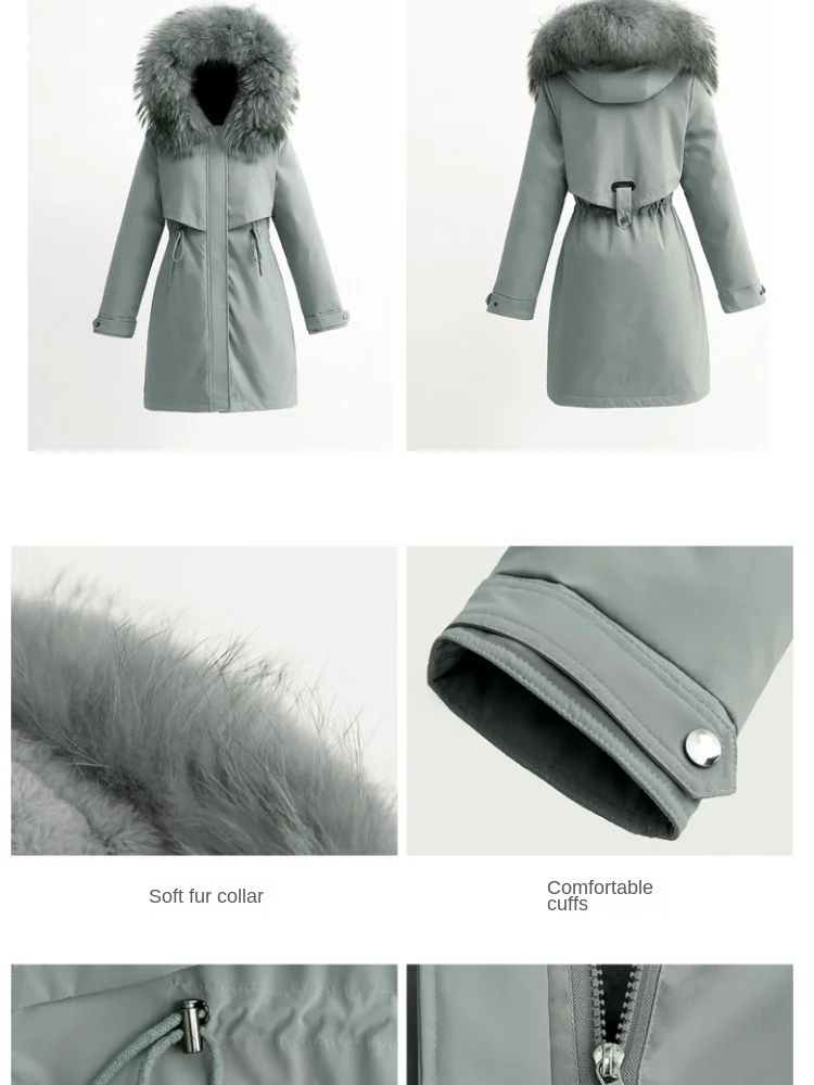 Winter 2023 New Thickened CottonJacket with Velvet Pie To Overcome Women's Long Big FurCollar Down Cotton Jacket Plus-size Parka