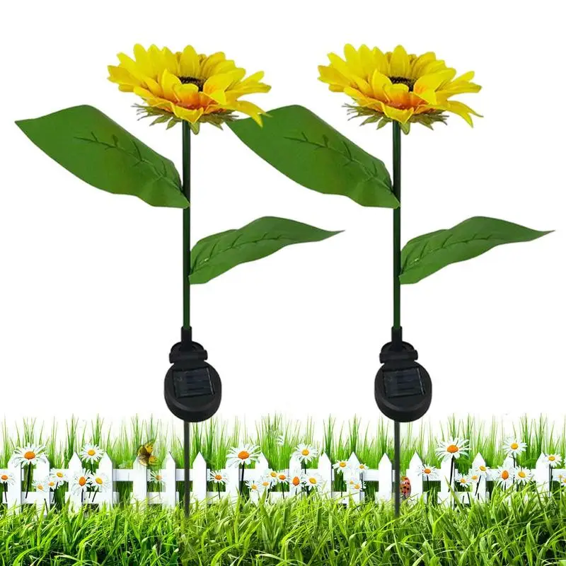 

2Pcs Solar Sunflower Light Outdoor Lawn Lamp Waterproof Energy Saving Outdoor Stake Lamp For Garden Lawn Path Decoration