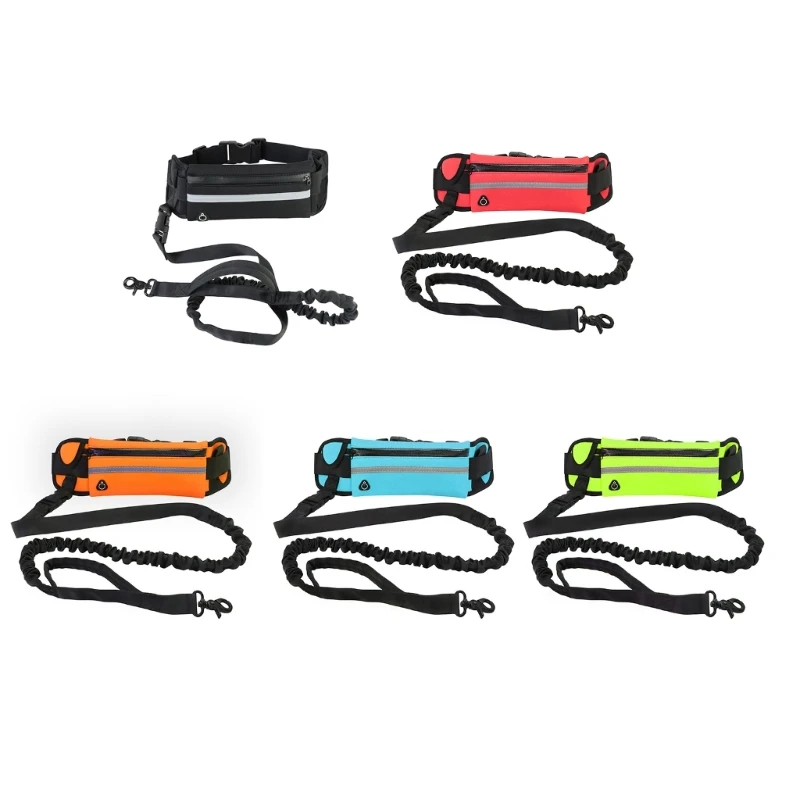 

Running Belt with Reflective Strip +Dog Walking Leash Outdoor Activities Reflective Waterproof Waist Bag