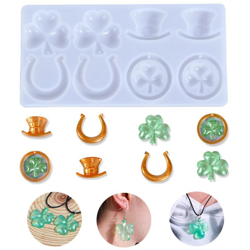 

3D Three-Leaf Clover Silicone Molds Jewelry Casting Molds Epoxy Resin Pendant Mould for DIY Earrings, Jewelry, Crafts