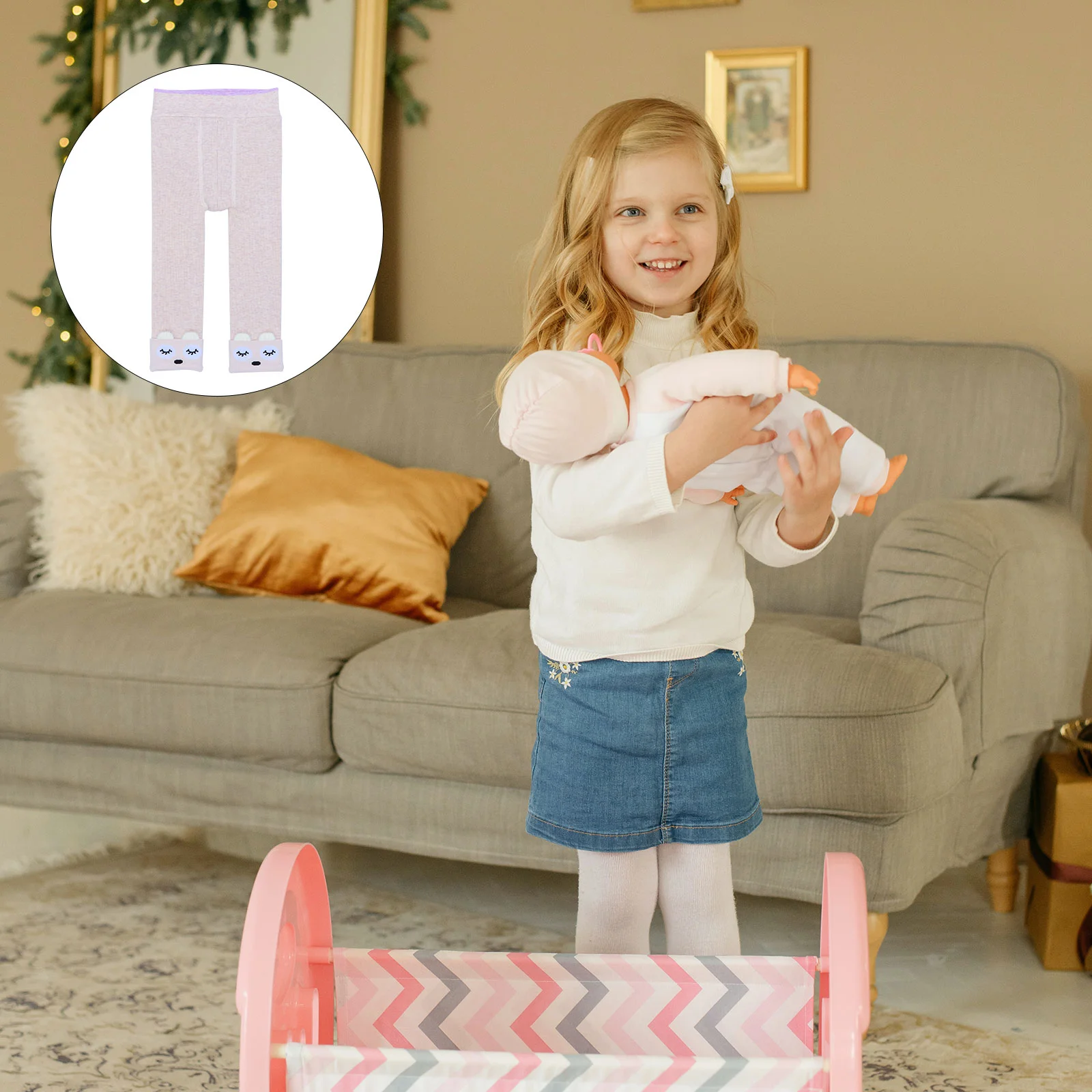 

Baby Toddlers Cartoon Leggings Winter Warm Trousers Kids Plush Leggings Pants