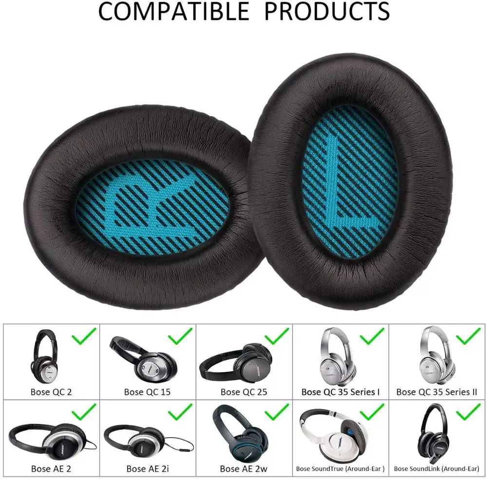 Фото 1 пара сменных амбушюров для Bose QuietComfort QC 2 15 25 35 QC2 QC15 QC25 QC35 SoundLink AE II AE2, наушники №4