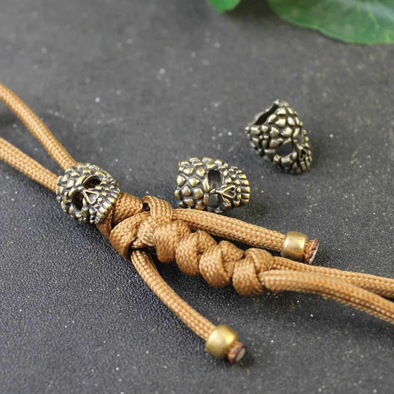 

Латунный нож-бусина с большим отверстием и черепом, аксессуары для изготовления ювелирных изделий «сделай сам», бусины из Паракорда, подвеска на шнурке, уличный инструмент для повседневного использования