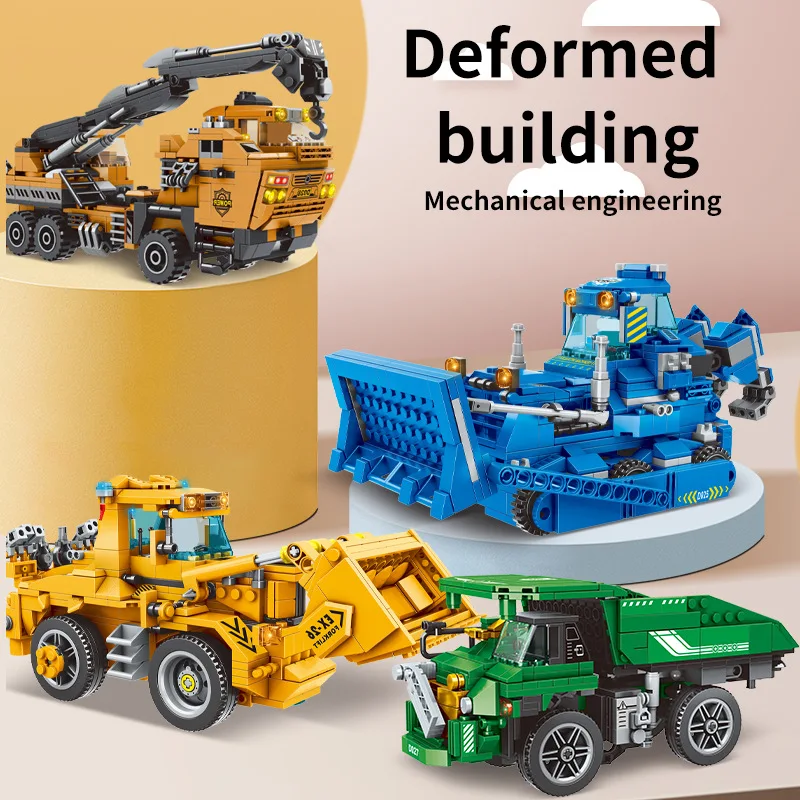 

2in1 City Engineering Transformation Robot Building Blocks Mecha Truck Racing Car Dinosaur Vehicle Bricks Toys For Children