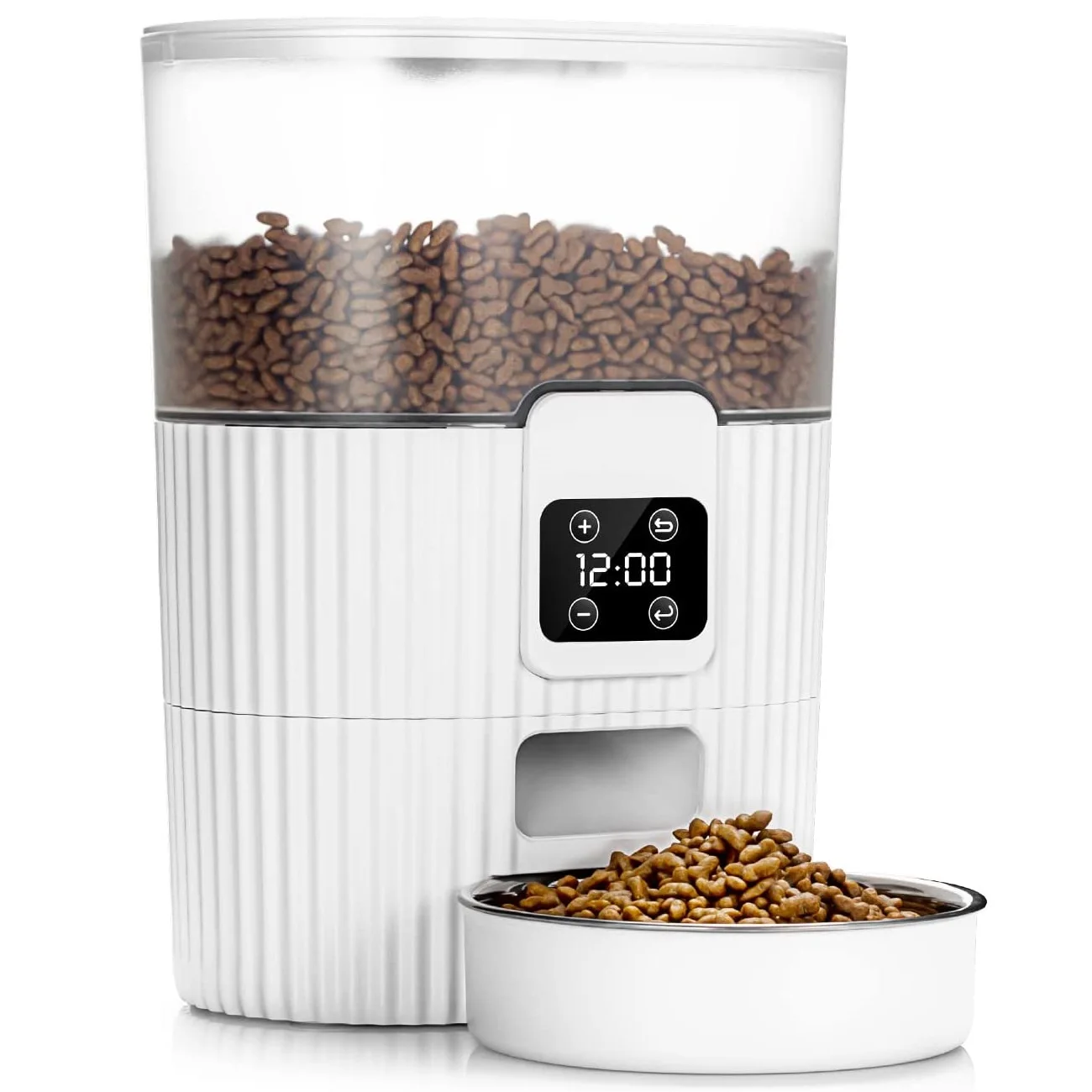 

3L Pet Feeder with Dual Power Supply Auto Cat Dry Food Dispenser Dog Automatic Feeder with Desiccant & Stainless Steel Bowl