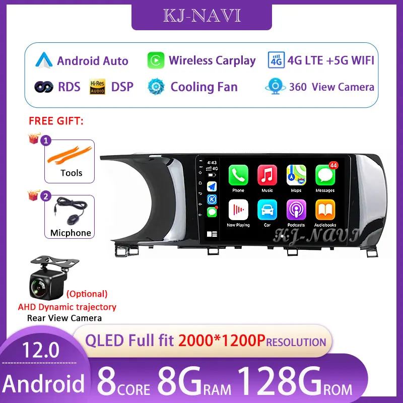 

Автомобильная Мультимедийная система Carplay, автомагнитола 9 дюймов для Kia K5 3 III, 2020-2021, Android 12, с GPS, Wi-Fi, 4G, BT, RDS, QLED
