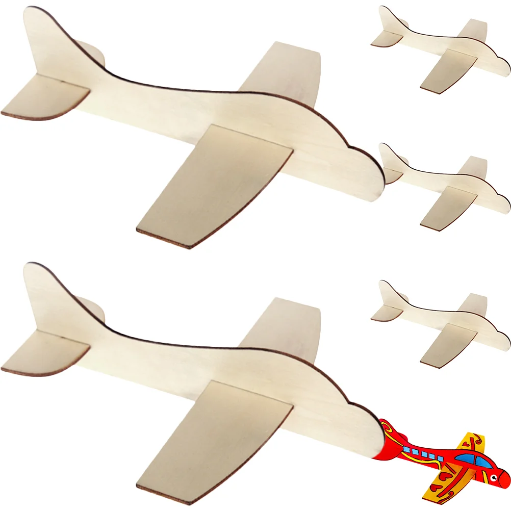 

6 Pcs Blank Wood Aircraft Flying Helicopter Toy Airplane Toys Hollow Out Assemble Model Child Kids Wooden