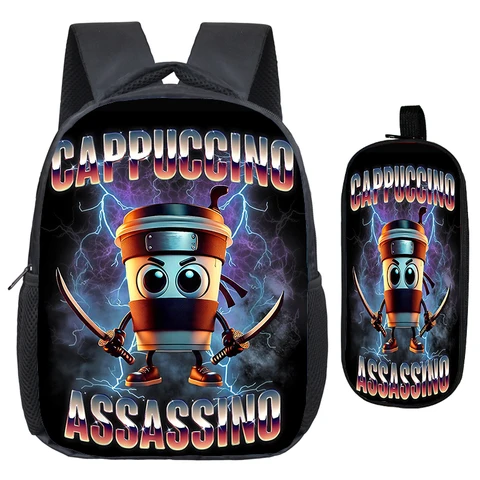 Итальянский рюкзак Brainrot для мальчиков и девочек, балерина, капучиcina, мультяшная сумка для книг, школьная сумка для малышей, детского сада, сумка-карандаш